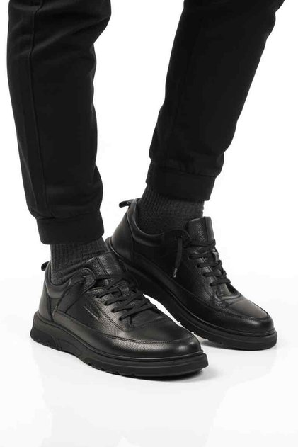 Black Floter Genuine Leather Massage Effect Men's Casual Shoes 260044 m