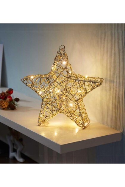 Artificial Christmas Decor 45cm Large Led Lighted Gold Star Christmas Decoration