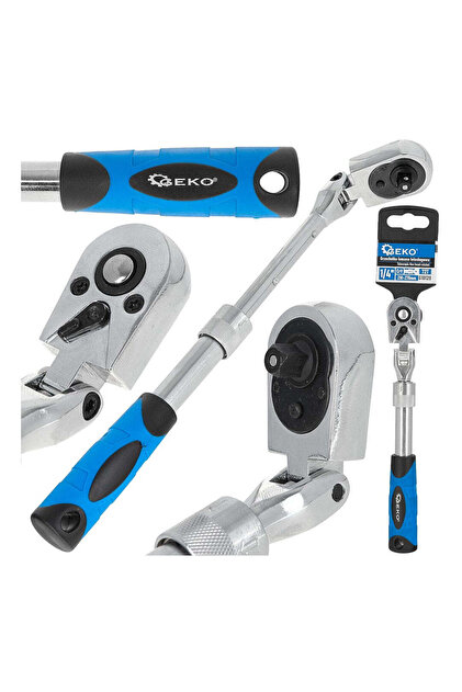 Clichet telescopic cu cap flexibil și mâner telescopic, 1/4", 210-278 mm, 72T, Cr-V, G101