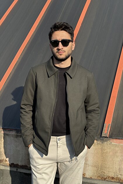 Men'S, Slim-Fit, Shirt Collar, Metal Double Zipper, Old Money Culture, Semi-Coat, Jacket 650