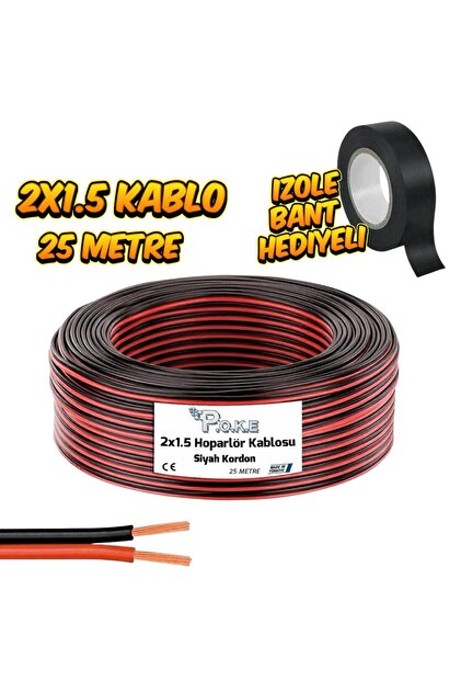 Poke 2x1.5 Şeffaf Elektrik Kablosu – LED - Hoparlör - Elektrik
