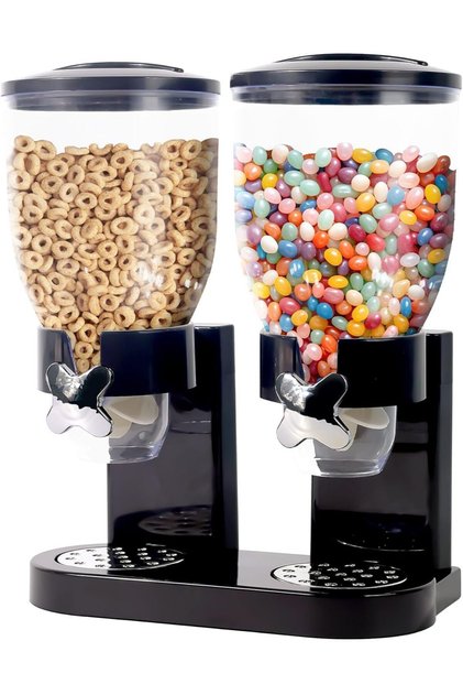 Cereal Dispenser Classic Dry Food Container, 3.5Litre Kitchen Storage Dispenser Double Black