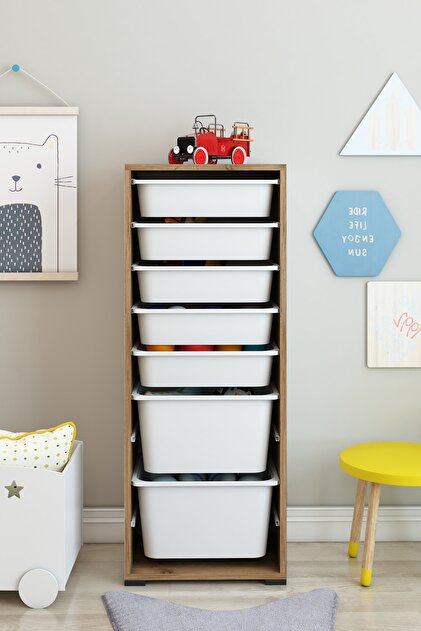 DEKOZUM KİDS 7 Sepetli Oyuncak Dolabı Oyuncak Kutusu Oyuncak