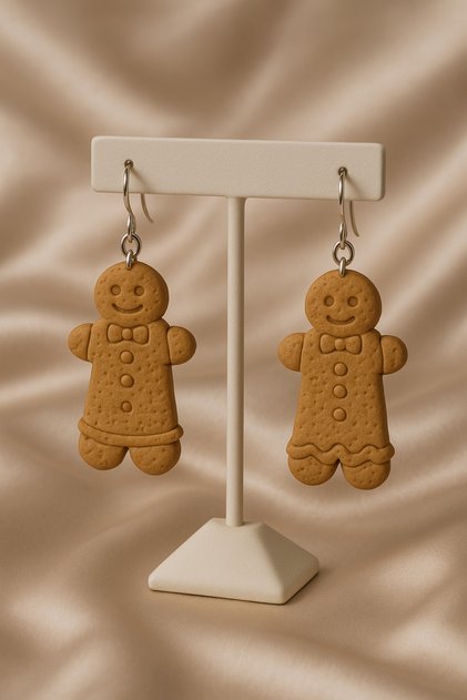 Ginger Duo – Handmade Gingerbread Couple Figured Christmas Themed Polymer Clay Earrings | 5 cm