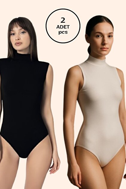 Altınay Women's Cotton Half Turtleneck Zero Sleeve Snap Fastener