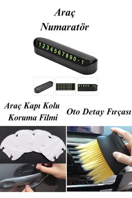 Set of 3 Vehicle Numbering Auto Detailing Brush Car Door Handle Protection Film