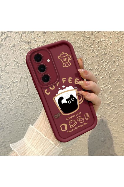 Samsung Galaxy S24 Fe Compatible Silicone Material Shockproof Simple Burgundy Color Case