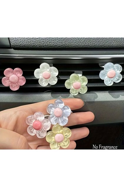 2Pcs Transparent Shiny Vehicle Daisy Car Air Conditioner Ornament Automobile Decorations Car Interior Accessory
