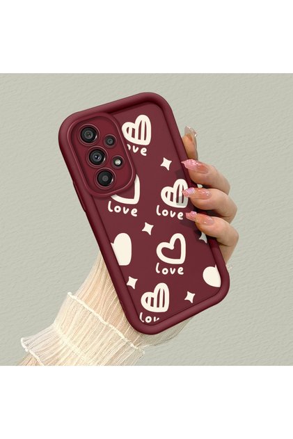 Samsung Galaxy A73 Compatible Silicone Material Shockproof Simple Burgundy Phone Case