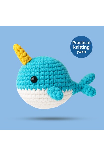 Whale Crochet Kit for Beginners with Video Amigurumi Knitting Toy Set - Practical Knitting Yarn