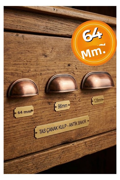 Tas Midye Çanak 64mm Antique Copper Cabinet Drawer Wardrobe Furniture Handle