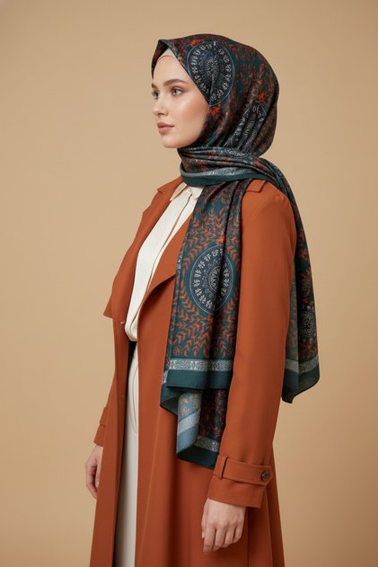 Premium – Geometrik ve Floral Desenli Özel Koleksiyon Şal