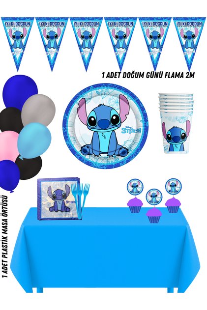 Stıc Lilo & Stiç Angel Birthday Party Decoration Set for 16 People