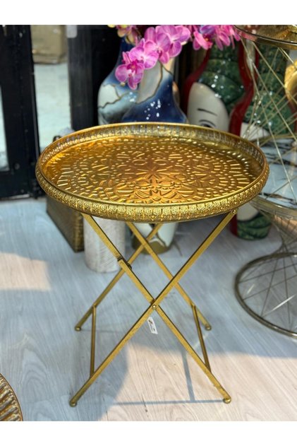 GOLD TELKARİ METAL SEHPA 80 CM