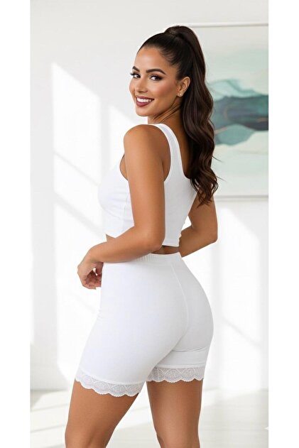 6-Piece Set of Women's Short Lace Trim Over-Knee 100% Cotton Underwear