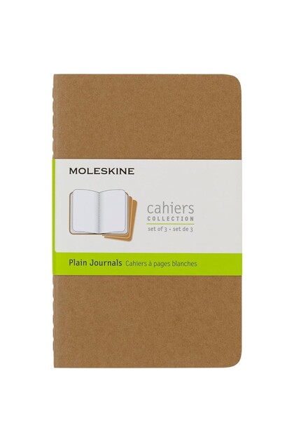 Unlined Cahier Notepad Set of 3 Pocket Size Kraft Brown