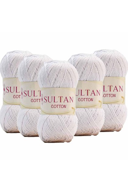 (5 Pieces) No:02 White Sultan Cotton Amigurumi Yarn
