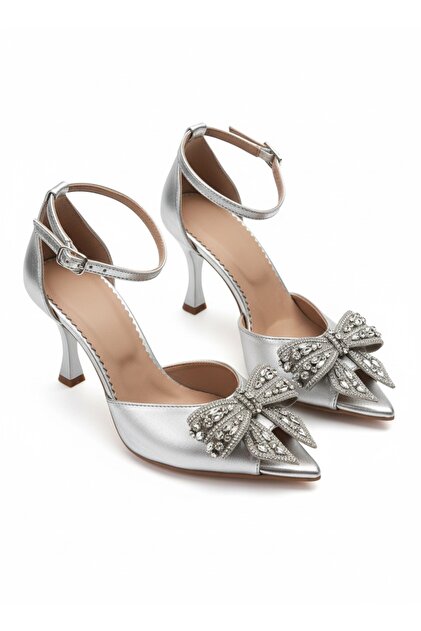 Pantofi stiletto argintii GLAMIA pentru femei