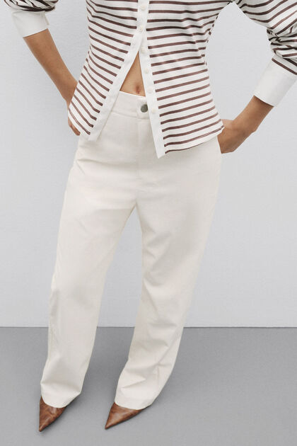 Liva Ecru Leather Trousers