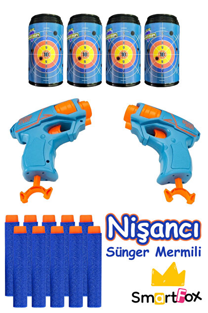 Smartfox Sünger Mermi Atan Nişancı Oyuncak Tabanca Seti - 14 cm