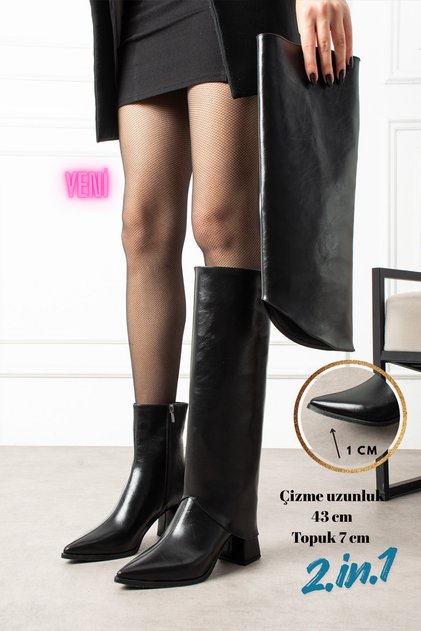 Nana Dust Cover Detailed Toe Buckle Belt Accessory 7 cm Heel Zipper Boots