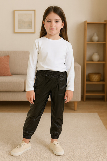 Imported Leather Sweatpants for Girls, Ages 8 and 9. 10 Years Old, 11 Years Old, 12 Years Old