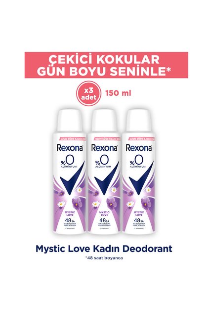 Kadın Sprey Deodorant Mystic Love %0 Alüminyum 150 ml x3