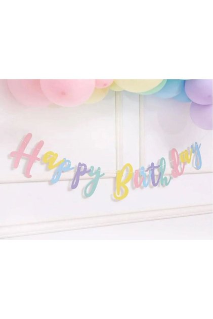 Macaron Colors Happy Birthday Handwritten Birthday Decoration
