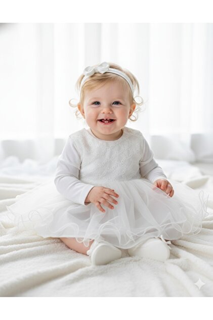 Petite Ponpon Baby Newborn Baby Mawlid Dress Princess Dress Lace Wedding Dress  Baby Gift 0-6 Months- Trendyol