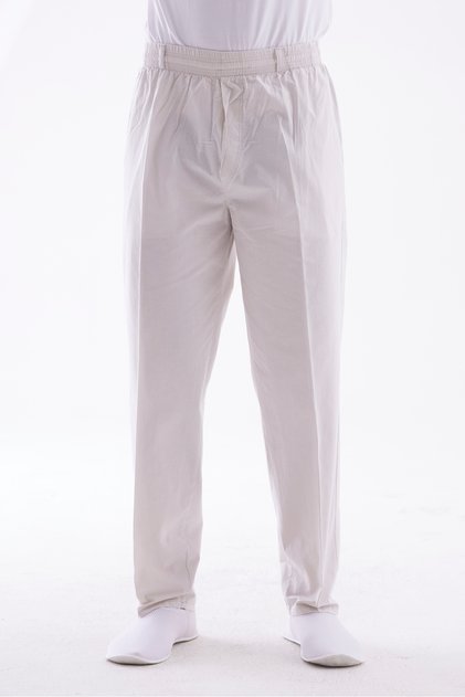 Men's Comfortable Fit Elastic Waist Linen Hajj and Umrah Shalwar Trousers Cream