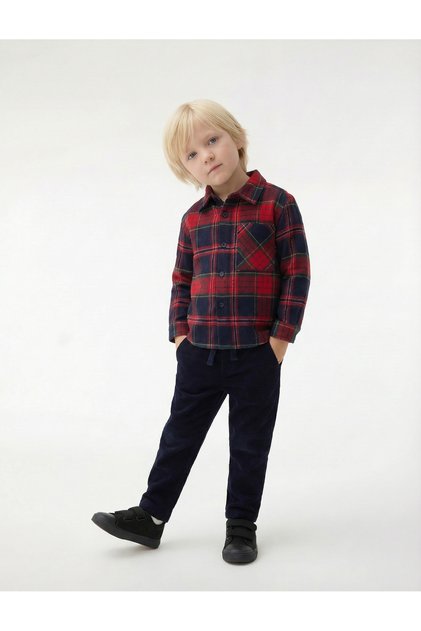 Long Sleeve Pocket Detailed Wool Blend Plaid Lumberjack Shirt