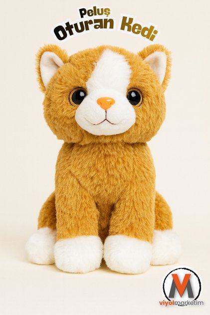 Plush Sitting Cat 25 cm – Soft Plush Toy – 3 Assorted Colors – Cute Cat Figure