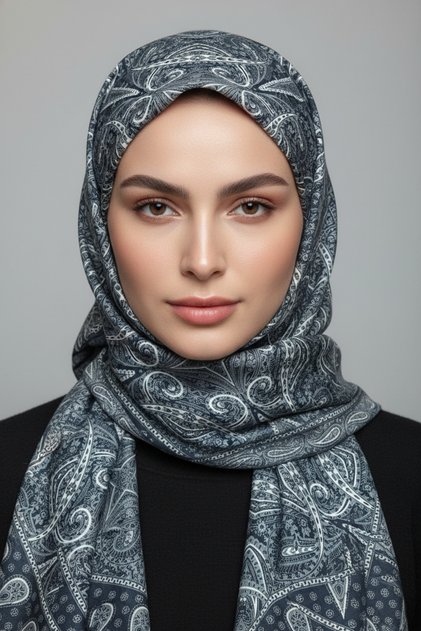 ليدي كوكو طباعة رقمية نمط وشاح رويان 1 لون 2