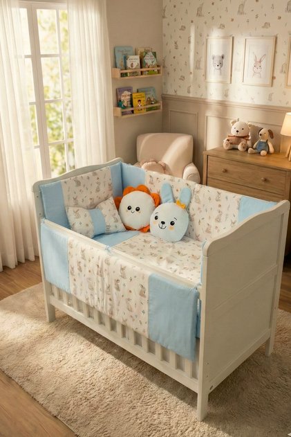 Park Bed Baby Sleeping Set Duvet Cover Set 70X110 Bunny Blue