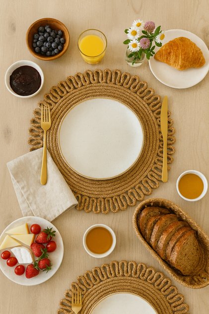 Jute Straw Natural American Serving Platter, Handmade Patterned Washable Table Serving Platter