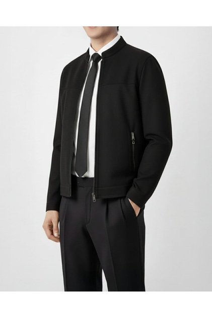 Italian Style Slim Fit Seasonal Men's Suede Coats Slim Jacket Black T4907