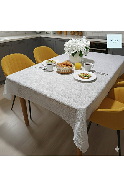 Pvc Oilcloth Lace Look Non-Slip Liquid-Proof Non-Perforated Kitchen Table Cover with Flower Motif