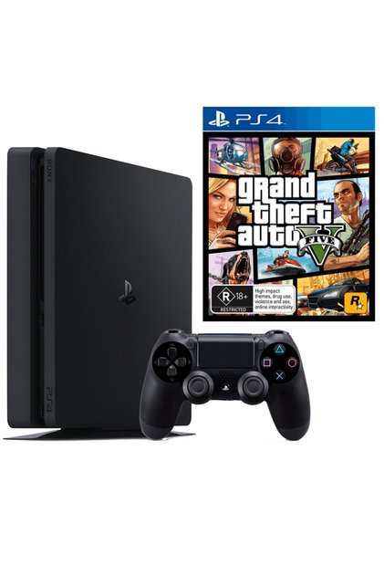 Consolă PlayStation 4 SLIM 500GB + Controller + GTA 5 (refurbished)