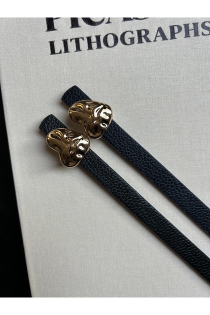2-Pack Logic Embossed Heart Pattern Women's Gold Buckle Belt Jacket Belt Dress Belt Trouser Belt