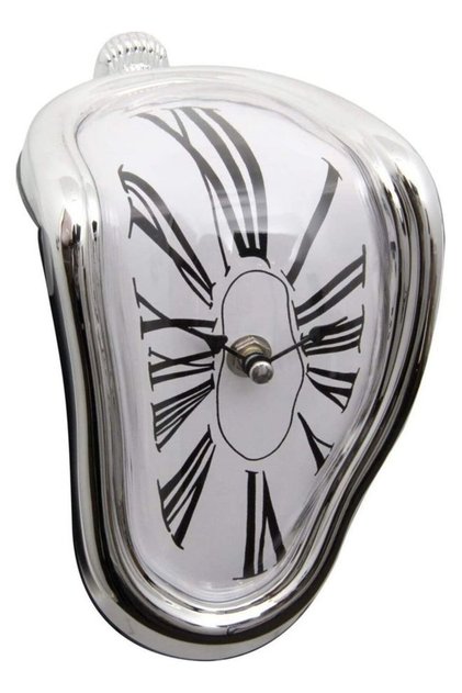 Decorative Dali Melting Clock Silver/White 18 x 11.5cm
