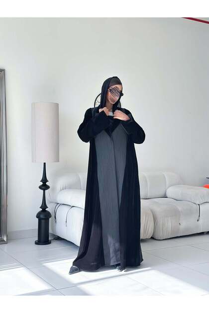mwt557 عباية مخمل مع تفتة