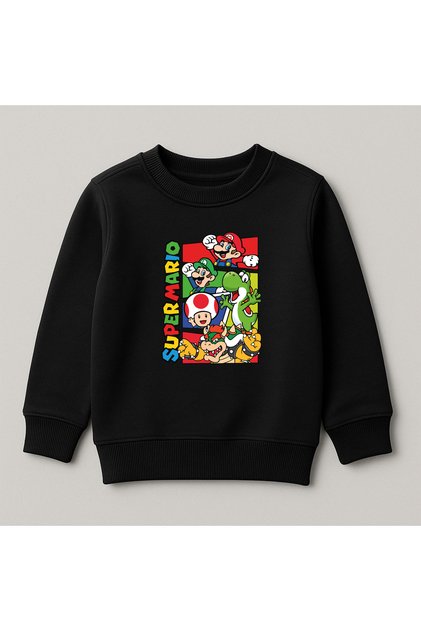 Supermario Printed Crew Neck 100% Cotton Kids Sweatshirt