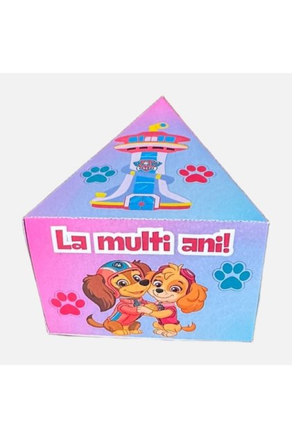 Set de 5 cutii din carton pentru felii de tort, Patrula Cățelușilor, design pentru fete, reutilizabile, 11x8x6 cm