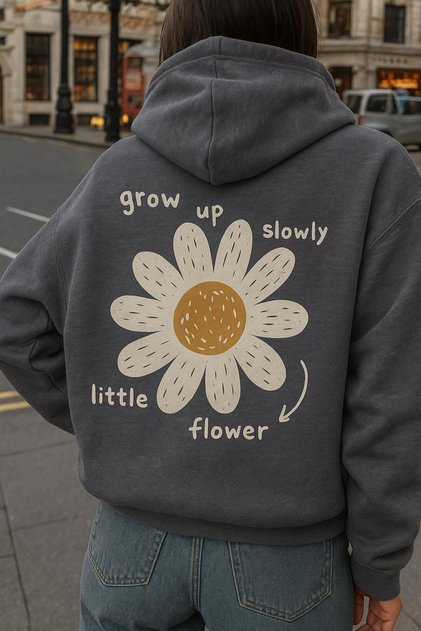 Premium Unisex Hooded Oversized Sweatshirt – Little Flower Papatya Collection