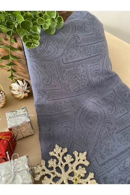 Mineleşarp Gray Color Monogram Jacquard Shawl Never Slips or Wrinkles