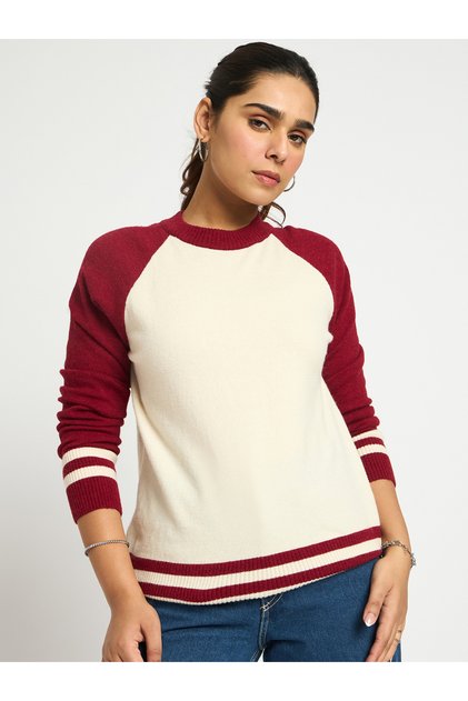 Color Block Raglan Sleeve Sweater