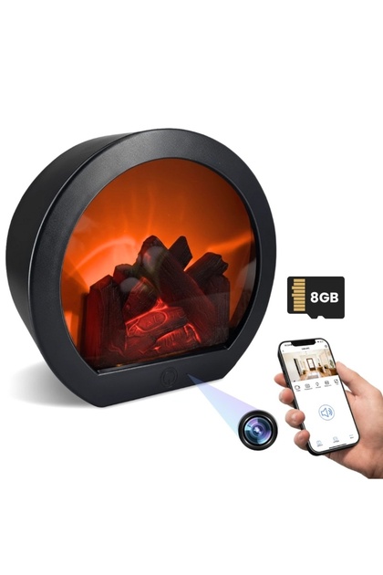 Mini cameră TH-798, șemineu electric, Wi-Fi, Full HD, 8GB, vizualizare live pe telefon