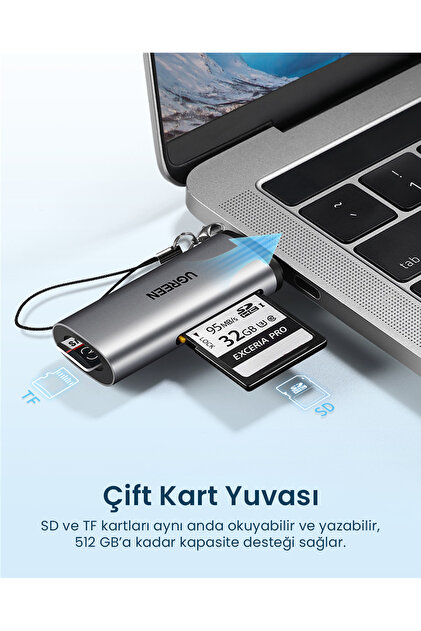 Ugreen 2-in-1 USB-C SD, TF OTG Kart Okuyucu Adaptör, 50704