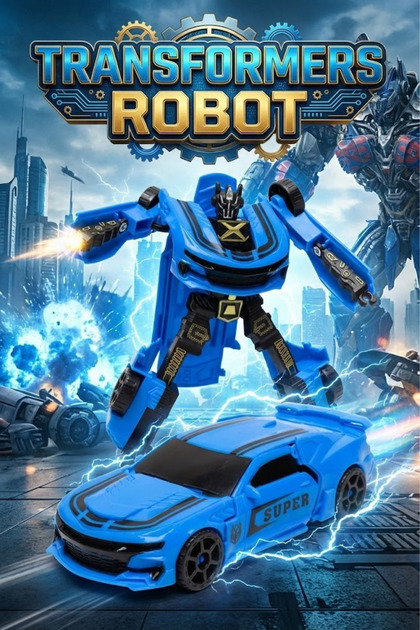 craftivio Transformers Robota Dönüşen Mavi Spor Araba - Hareketli