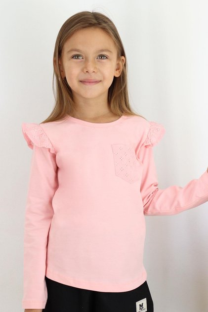 Girl's Long Sleeve T-Shirt Basic Lace-Up 3-8 Years Old, Pink